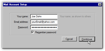 Yahoo! Mail account information in Thunderbird