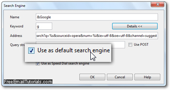 Customize and set your default search engine in Opera 11 or Opera 10