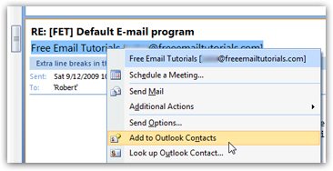 Add a contact in Outlook 2007 from an email sender