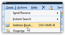 Open the Outlook 2007 address book to edit a contact