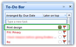 To-Do bar, flagged emails, and reminders