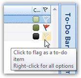 Click or right-click on the flag icon of an email message in Outlook 2007