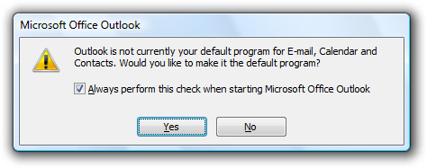 Outlook 2007 checking if it is the default mail handler
