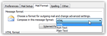 Text composition options in Outlook 2007