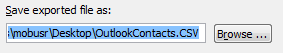 Exported contacts file name