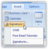 Manually switch email signature
