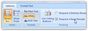Request a read receipt from Outlook 2007
