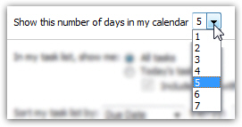 Display calendar days in Outlook Today