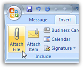 Attach a file to an email in Outlook 2007