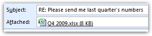 An email attachment in Outlook 2007