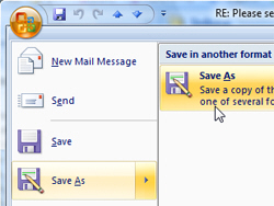 Save an email as a file in Outlook 2007