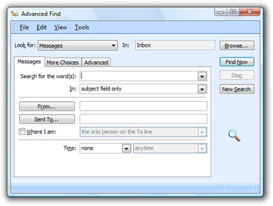 Search emails with the Advanced Find tool in Outlook 2007