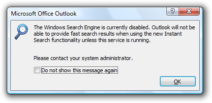 Email search problem in Outlook 2007