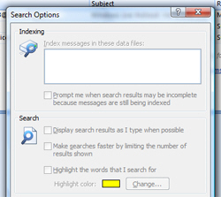 Instant search cannot use Windows indexing