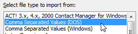 Choose to import new Outlook contacts as CSV