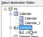 Choose an import destination for your contacts