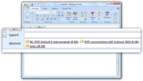 Forward multiple emails in Outlook 2007