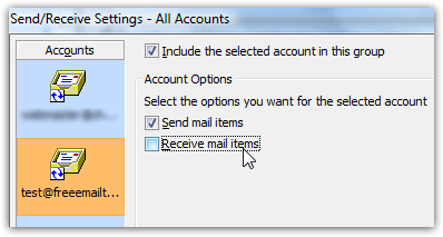 Prevent an email account from receiving emails