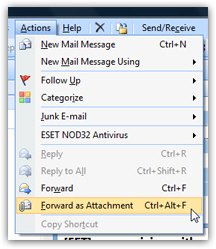 Two ways to forward multiple emails from Outlook 2007