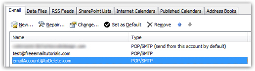 Deleting email accounts from Outlook 2007