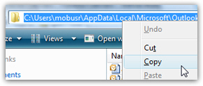 Write down the location of your Outlook 2007 profile and last backup
