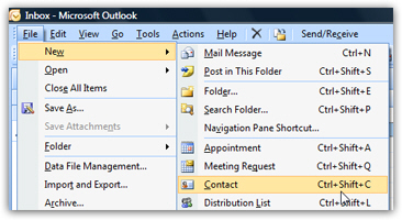 Manually add a contact in Outlook 2007
