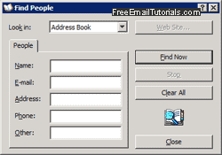 Advanced people search in Outlook Express