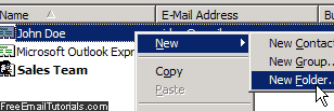 Create a contact folder in the Outlook Express address book
