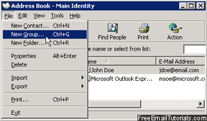 Create a new contact group in Outlook Express