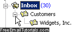 An expanded subfolder in Outlook Express