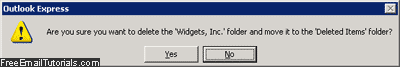 Delete folder confirmation message in Outlook Express