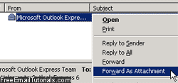 Forward an email message as attachment in Outlook Express