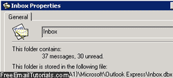 Outlook Express folder properties