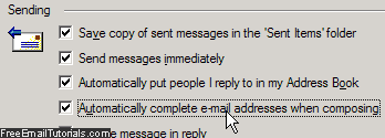 Auto-suggest email address options in Outlook Express