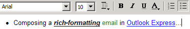 Composing a rich-formatting email in Outlook Express