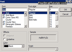 Default email font size and text formatting in Outlook Express