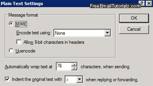 Plain text options in Outlook Express
