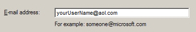 Enter your AOL Mail email address in Outlook Express