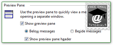 Windows Mail Reading Pane settings