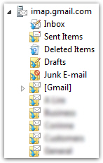 Gmail imap folders in Windows Mail