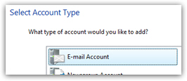Setup new email account in Windows Mail