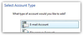 Setup new email account in Windows Mail