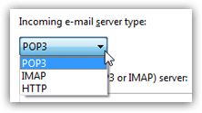 Choose an email server type for Windows Mail