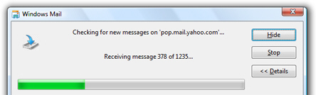 Windows Mail downloading new emails from Yahoo! Mail