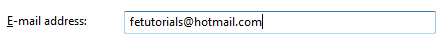 Enter your Hotmail address in Windows Mail