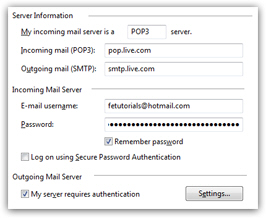 Configure your Windows Live Hotmail account settings in Windows Mail