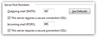 Customize mail server ports in Windows Mail