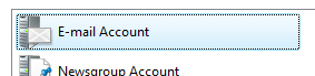 Choose account type in Windows Mail