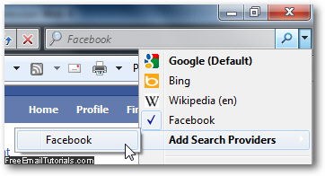 Add Facebook search as provider in Internet Explorer 8