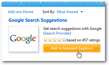 Add Google search to Internet Explorer in Windows 7 / Vista / XP